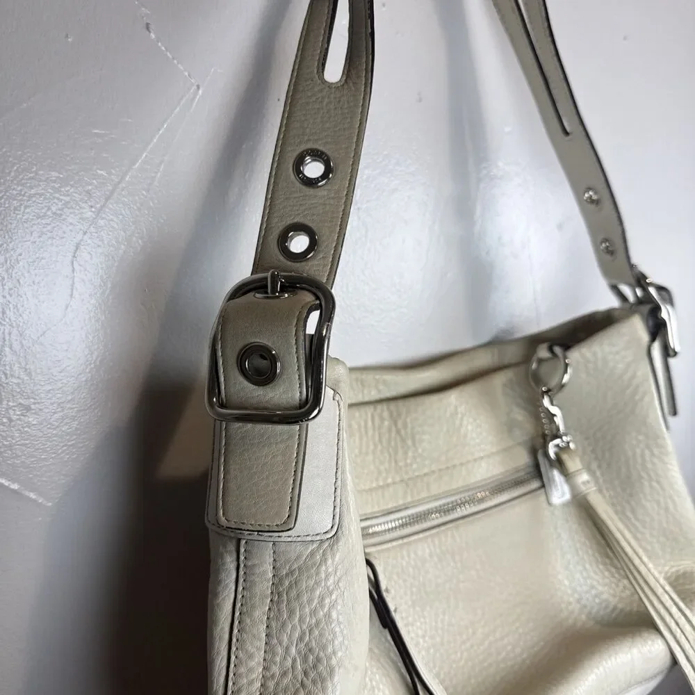 Coach East West Legacy Duffle Hobo Shoulder Bag Bone Pebble